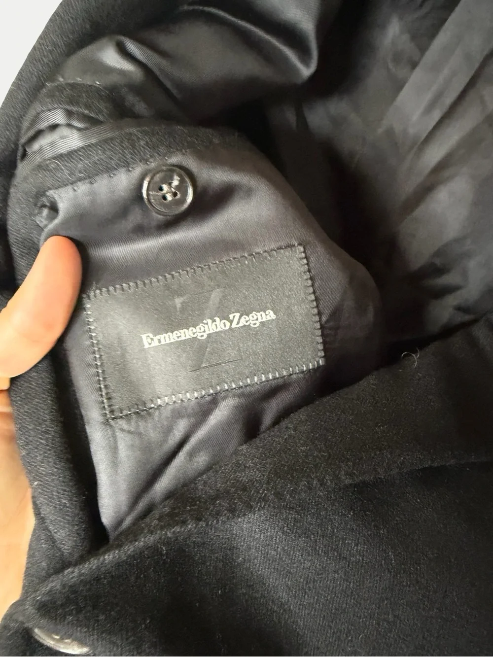 Z Ermenegildo Zegna Suit Blazer Jacket 54L (US 44L) Black 100% Cashmere GUC